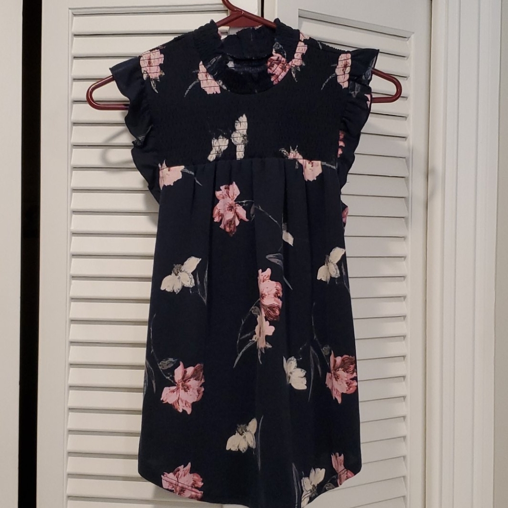 Navy Blue High Neck Blouse